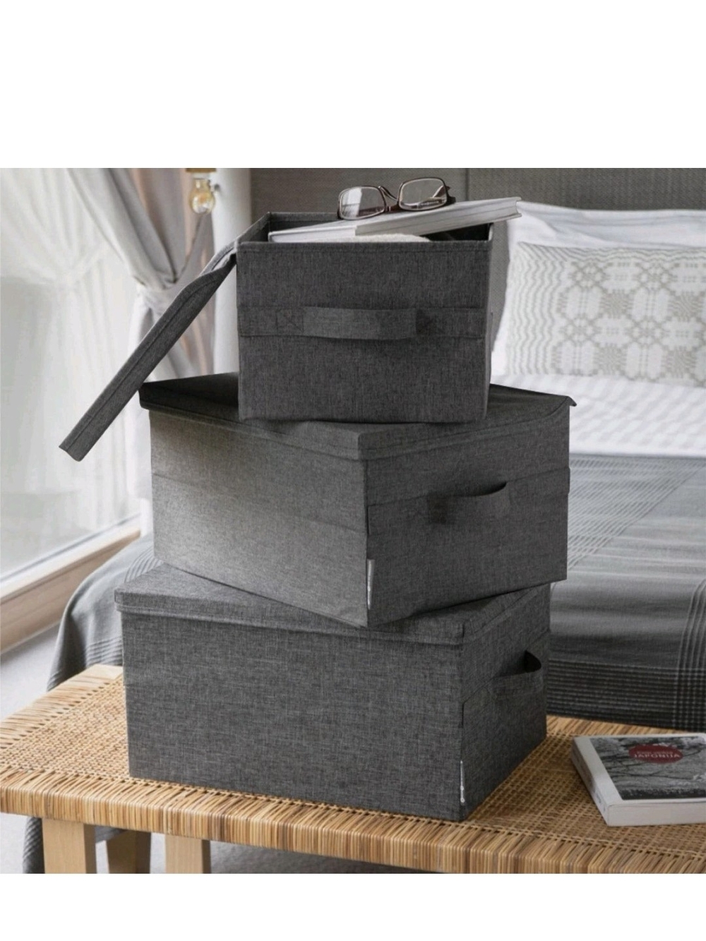 Allspace Collapsible Fabric Storage Organizer, 3 Pack Gray 15.5"Lx11.3"Wx8.7"H